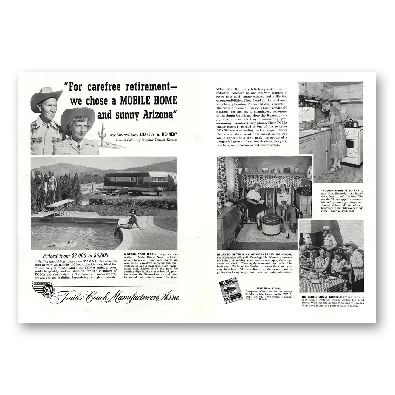 1952 Trailer Coach Manufacturers Mr and Mrs Charles W Kennedy Vintage Magazine Print Ad