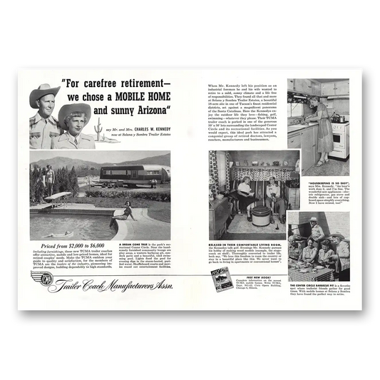 1952 Trailer Coach Manufacturers Mr and Mrs Charles W Kennedy Vintage Magazine Print Ad