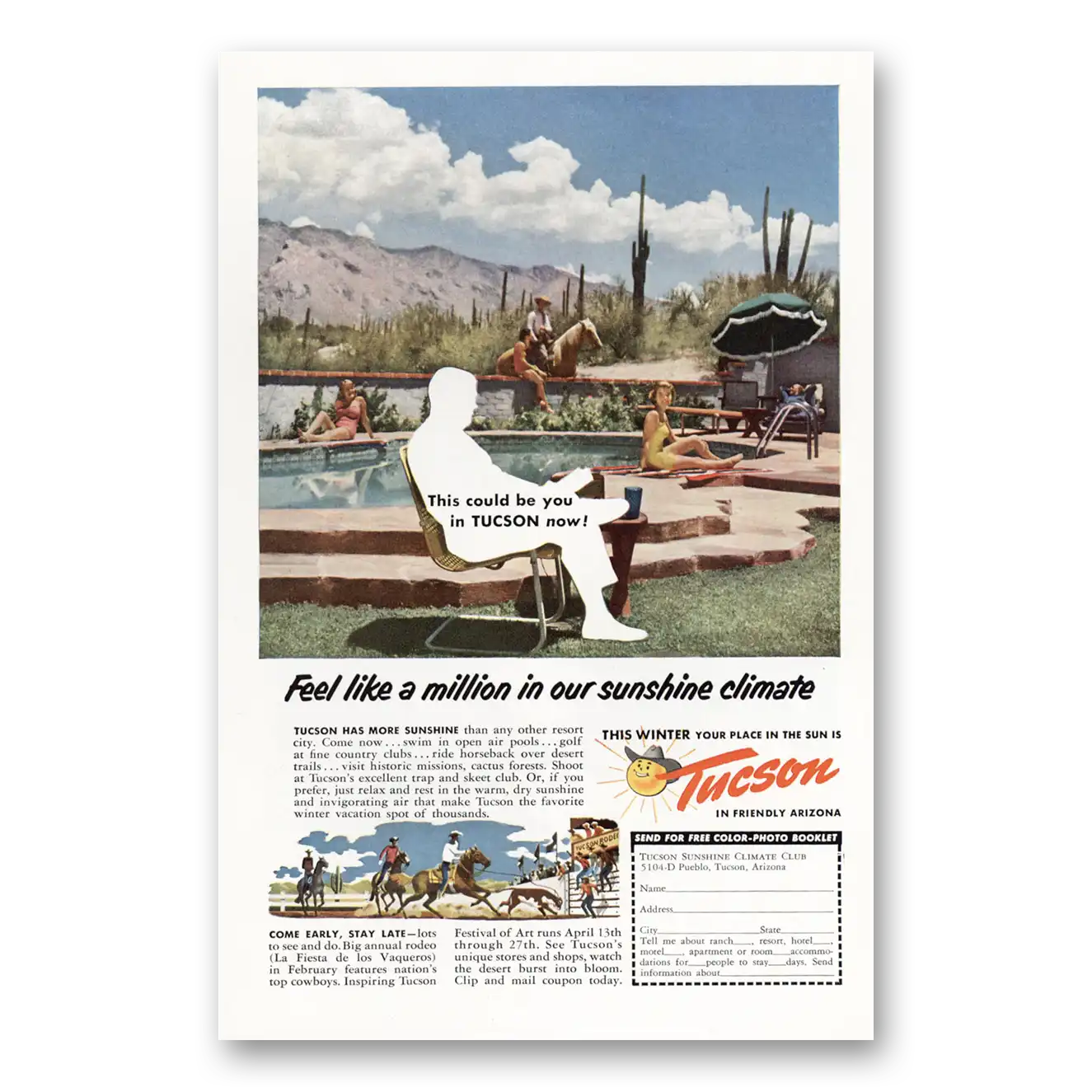 1952 Tucson Arizona Feel Like a Million This Could Be You Vintage Magazine Print Ad