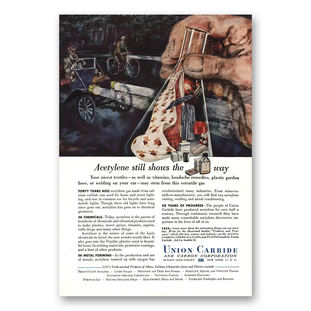 1952 Union Carbide Acetylene Still Shows the Way Vintage Magazine Print Ad