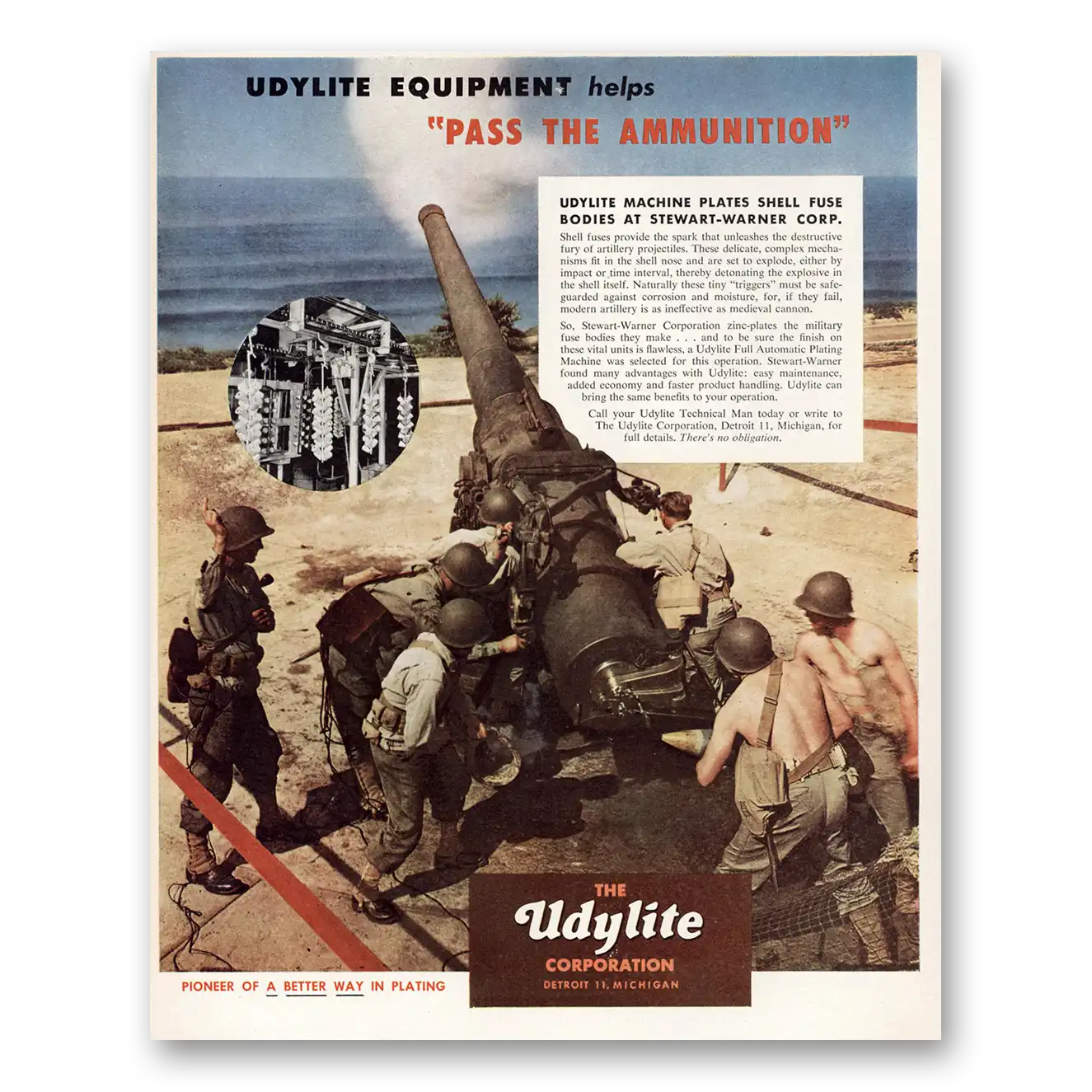 1952 Udylite Pass the Ammunition Vintage Magazine Print Ad