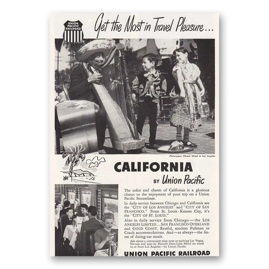 1952 Union Pacific Railroad California Vintage Magazine Print Ad