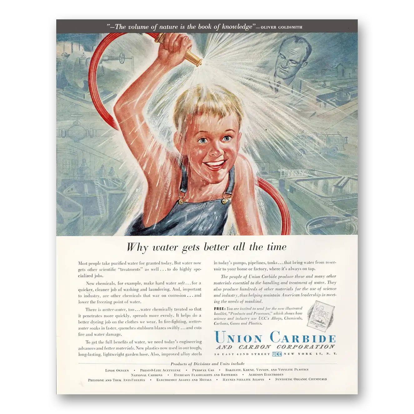 1952 Union Carbide Why Water Gets Better All the Time Vintage Magazine Print Ad