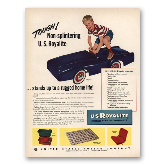 1952 US Royalite Rugged Home Life Kiddy Car Vintage Magazine Print Ad