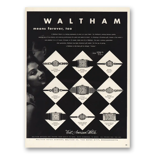 1952 Waltham Watch Means Forever Too Vintage Magazine Print Ad