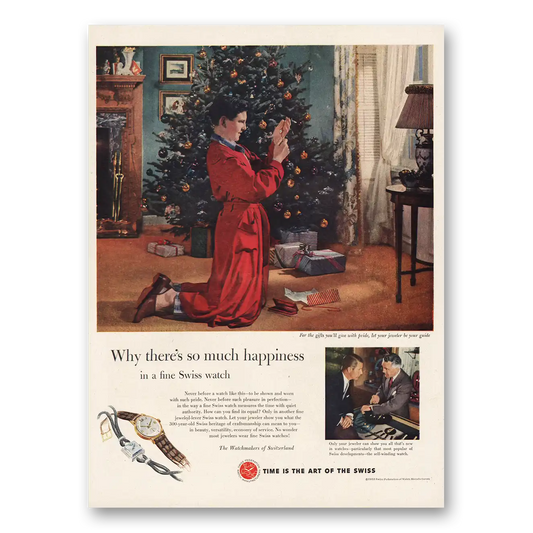1952 Watchmakers of Switzerland So Much Happiness Vintage Magazine Print Ad