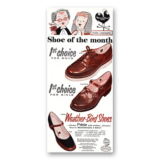 1952 Weather Bird Shoes Shoe of the Month Hon Judges Vintage Magazine Print Ad