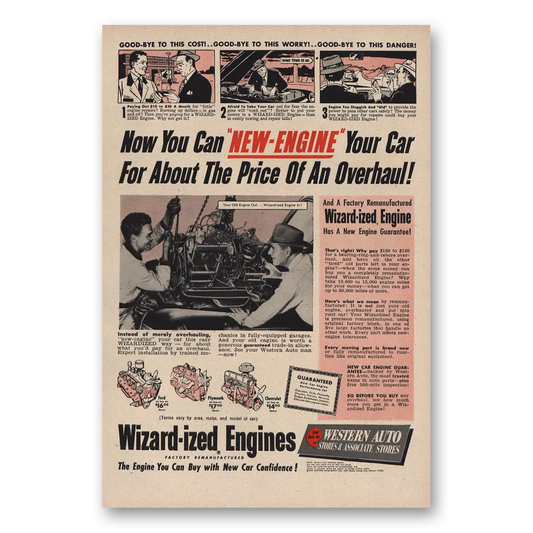 1952 Western Auto Wizardized Engines Vintage Magazine Print Ad