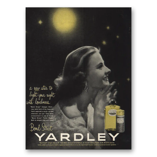 1952 Bond Street Perfume New Star to Light Your Night Vintage Magazine Print Ad