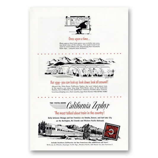 1952 California Zephyr Once Upon a Time Vintage Magazine Print Ad