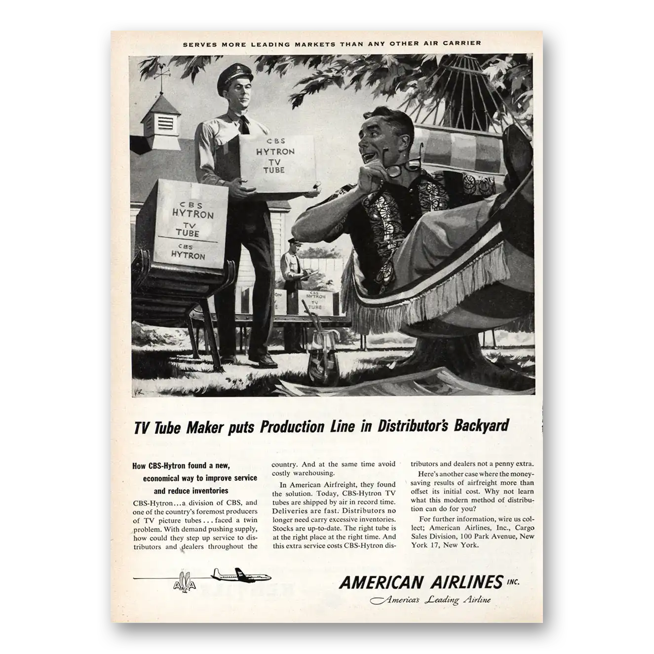 1953 American Airlines TV Tube Maker Production Line Vintage Magazine Print Ad