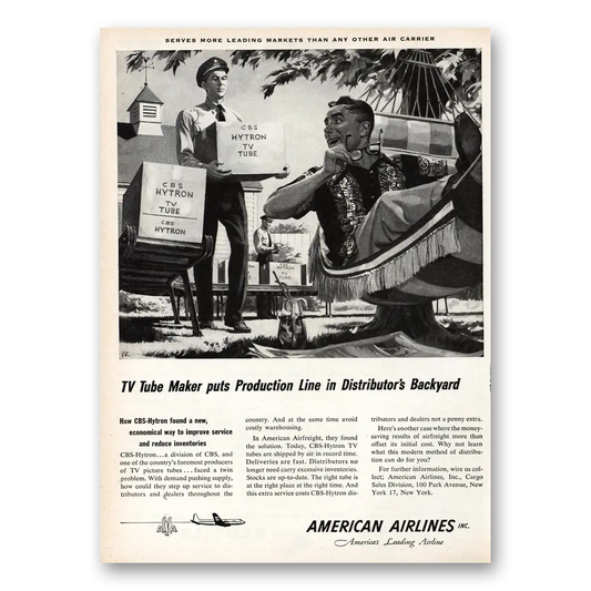 1953 American Airlines TV Tube Maker Production Line Vintage Magazine Print Ad