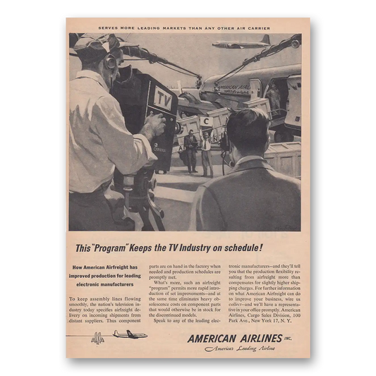 1953 American Airlines Program Keeps the TV Industry on Schedule Vintage Magazine Print Ad