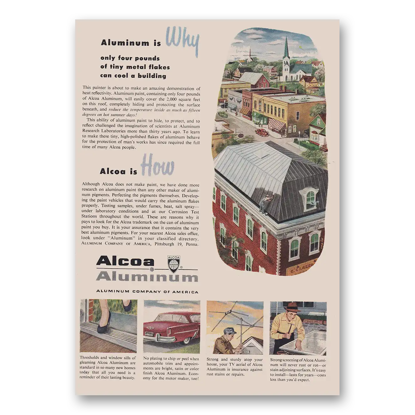 1953 Alcoa Four Pounds of Tiny Metal Flakes Vintage Magazine Print Ad