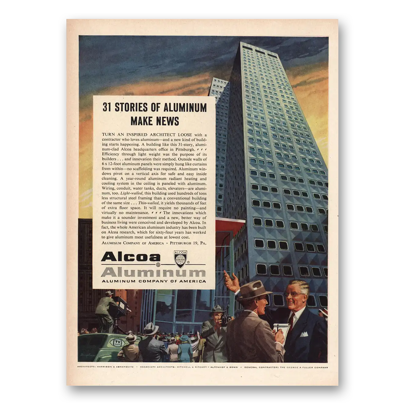 1953 Alcoa Stories of Aluminum Make News Vintage Magazine Print Ad