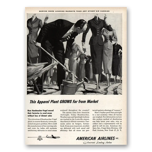 1953 American Airlines This Apparel Plant Grows Vintage Magazine Print Ad