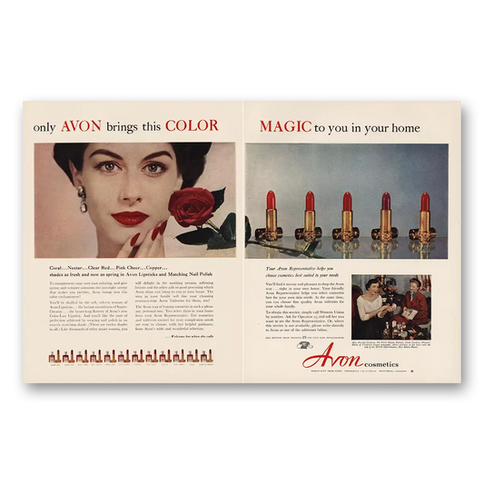 1953 Avon Brings the Color Vintage Magazine Print Ad