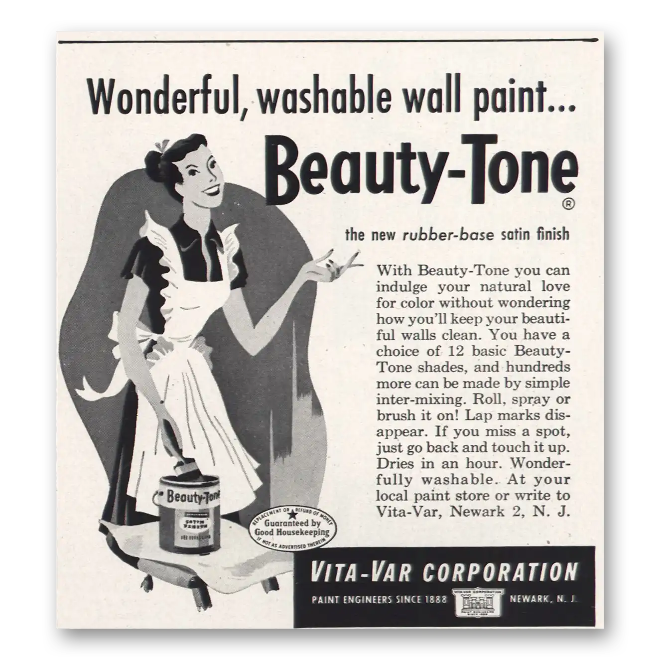 1953 Beauty Tone Paint Wonderful Washable Vintage Magazine Print Ad