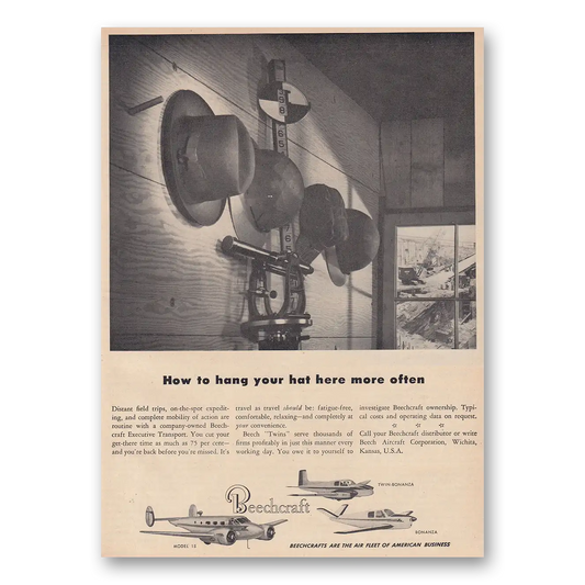 1953 Beechcraft How to Hang Your Hat Here More Often Vintage Magazine Print Ad