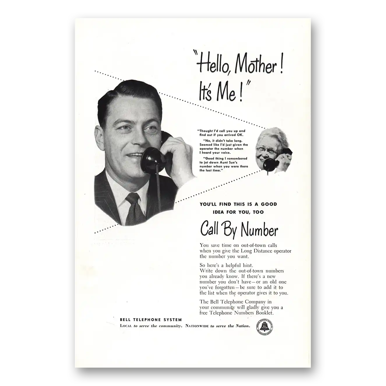 1953 Bell Telephone Call by Number Vintage Magazine Print Ad