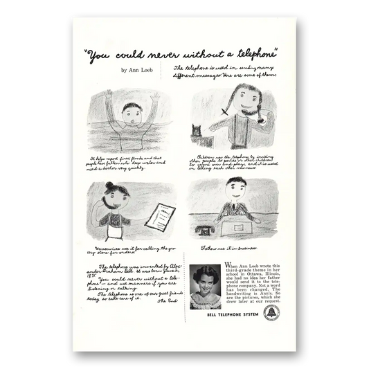 1953 Bell Telephone Ann Loeb Ottawa Illinois Vintage Magazine Print Ad