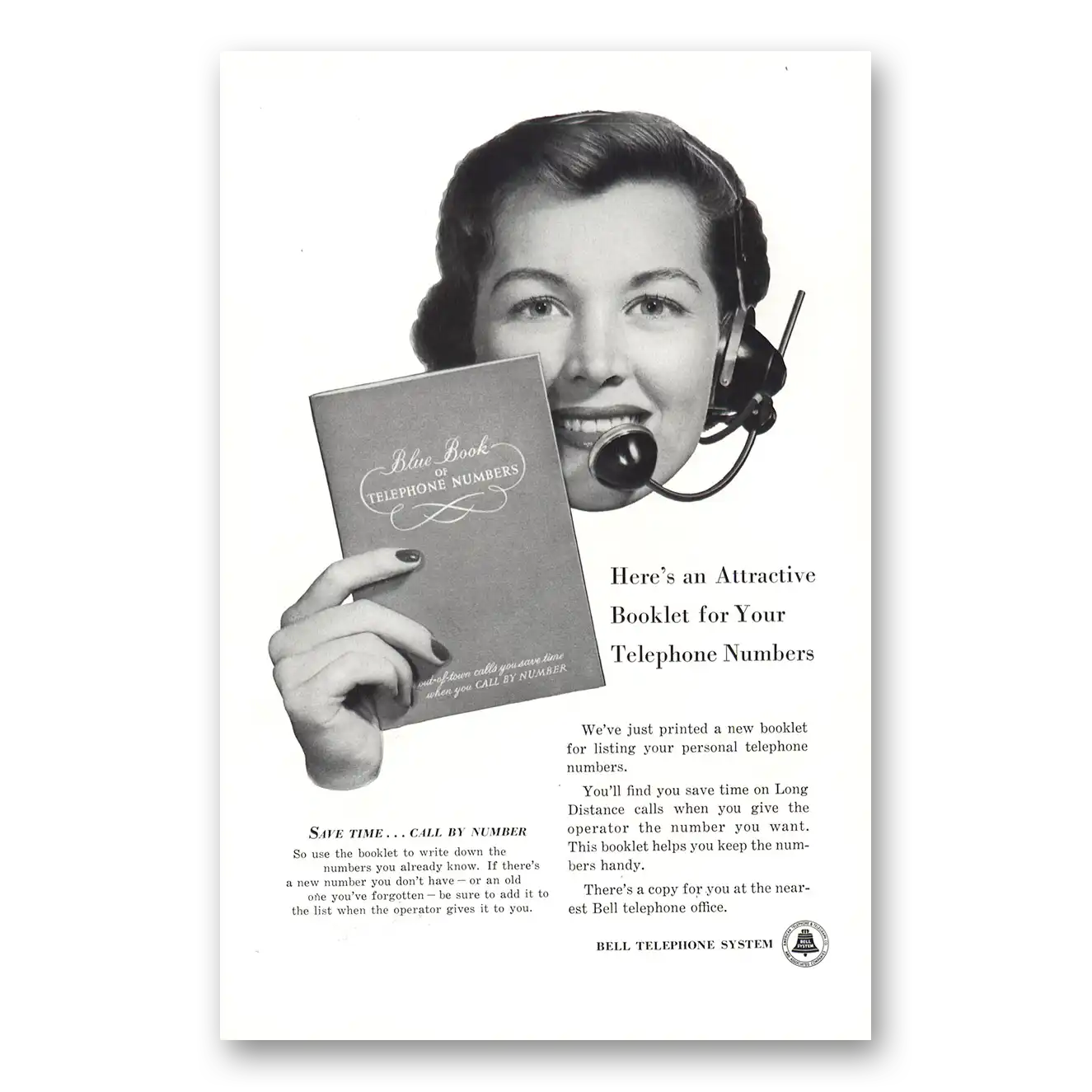 1953 Bell Telephone Attractive Booklet Vintage Magazine Print Ad