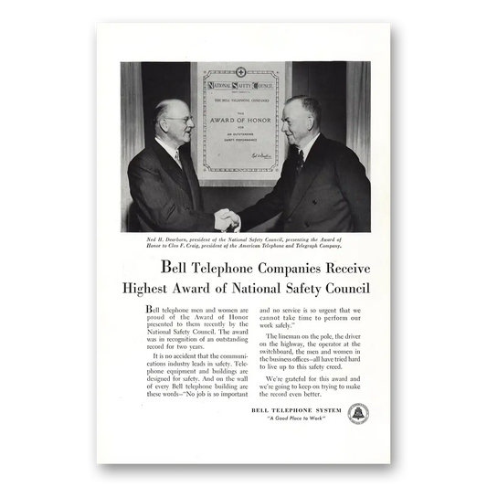 1953 Bell Telephone National Safety Council Vintage Magazine Print Ad