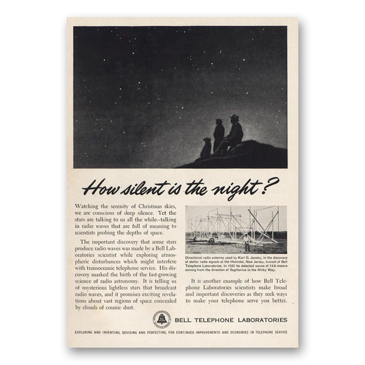 1953 Bell Telephone How Silent Is the Night Vintage Magazine Print Ad