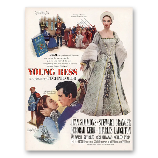 1953 Young Bess Movie Promo Jean Simmons and Stewart Granger Vintage Magazine Print Ad