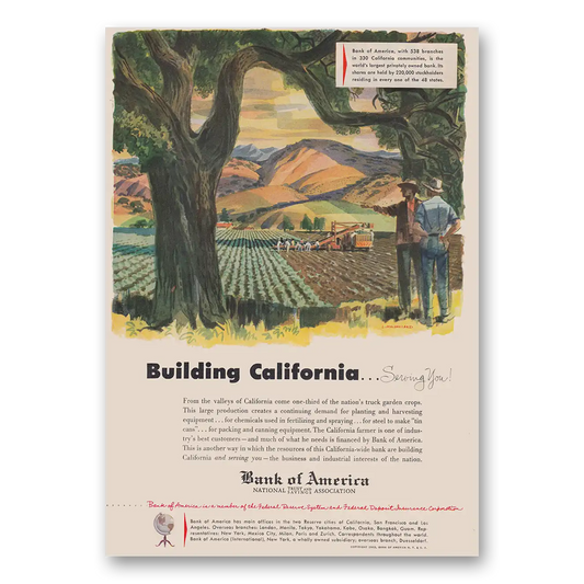 1953 Bank of America Building California Gardens Crop Vintage Magazine Print Ad