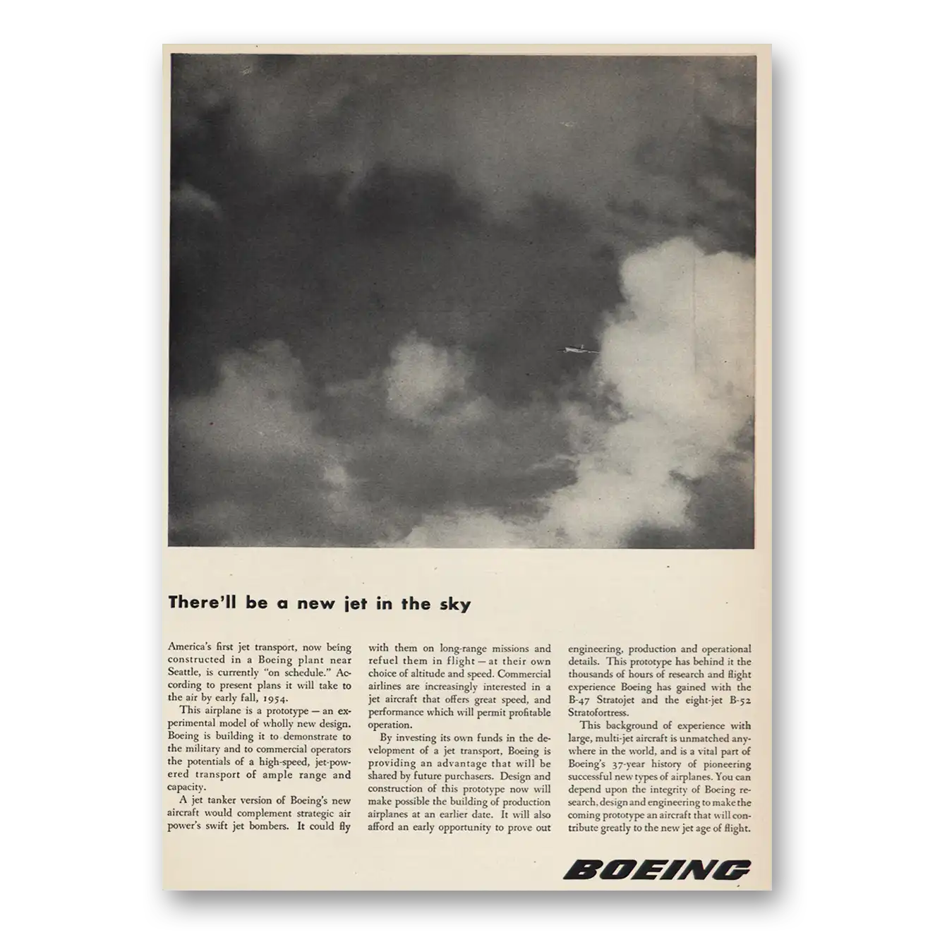 1953 Boeing There'll Be a New Jet In the Sky Vintage Magazine Print Ad