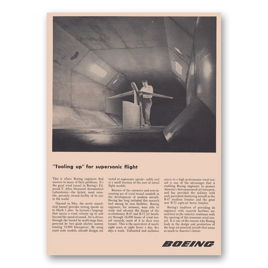 1953 Boeing Tooling Up for Supersonic Flight Vintage Magazine Print Ad