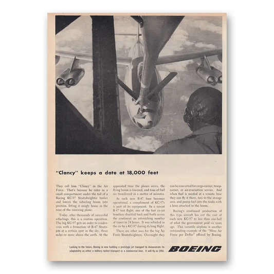 1953 Boeing Stratofreighter Clancy Keeps A Date Vintage Magazine Print Ad