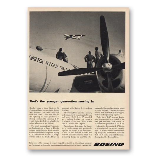 1953 Boeing Stratojet B47 Stratojets Younger Generation Moving In Vintage Magazine Print Ad