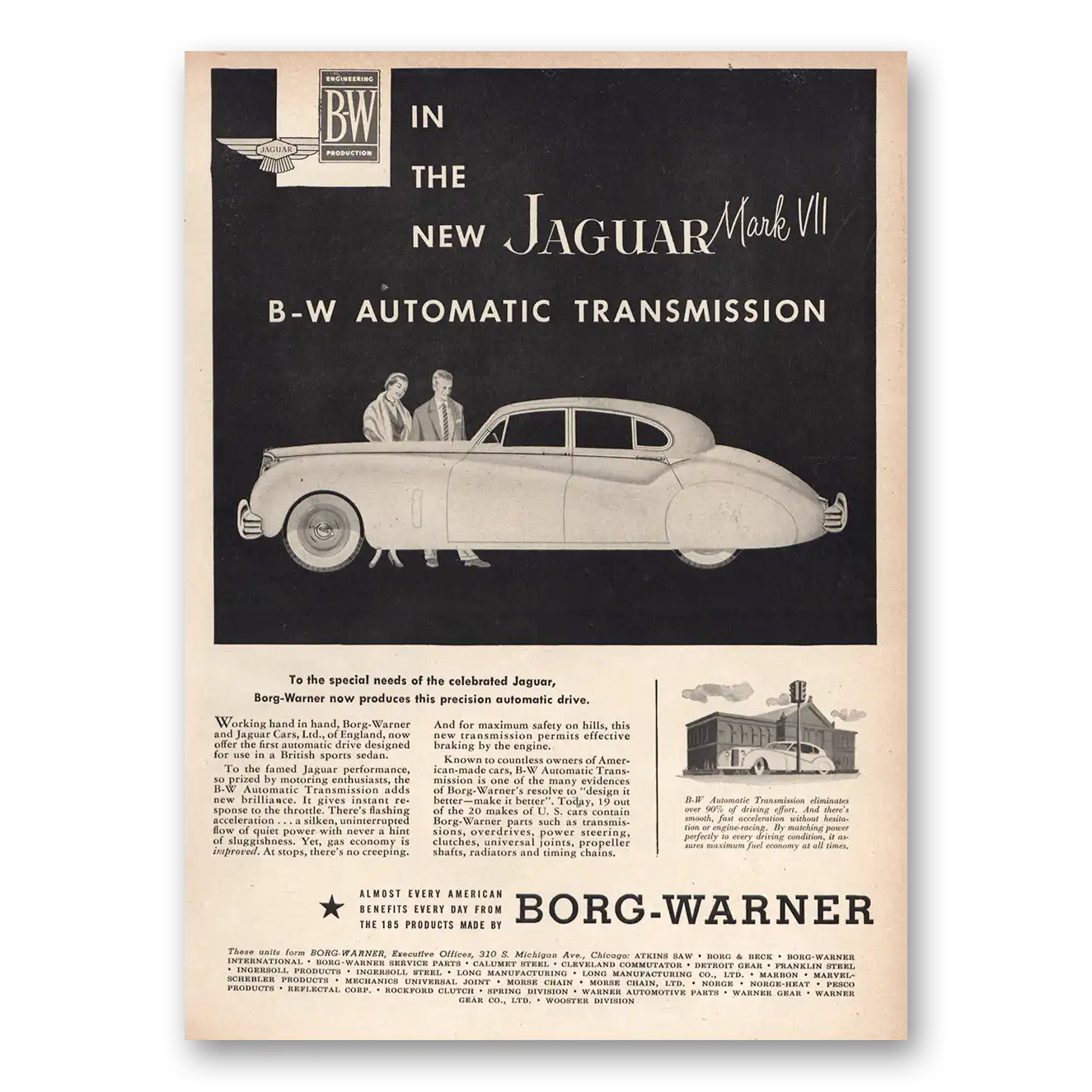 1953 Borg-Warner Mark VII Automatic Transmission Vintage Magazine Print Ad