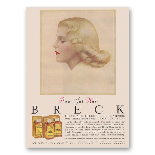 1953 Breck Shampoo Beautiful Hair Vintage Magazine Print Ad