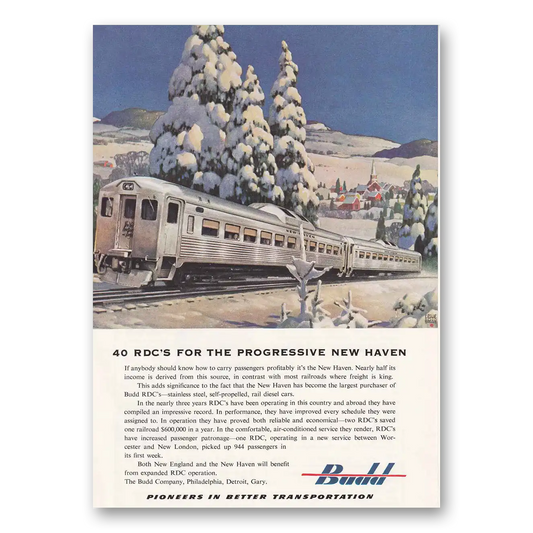 1953 Budd Progressive New Haven Vintage Magazine Print Ad