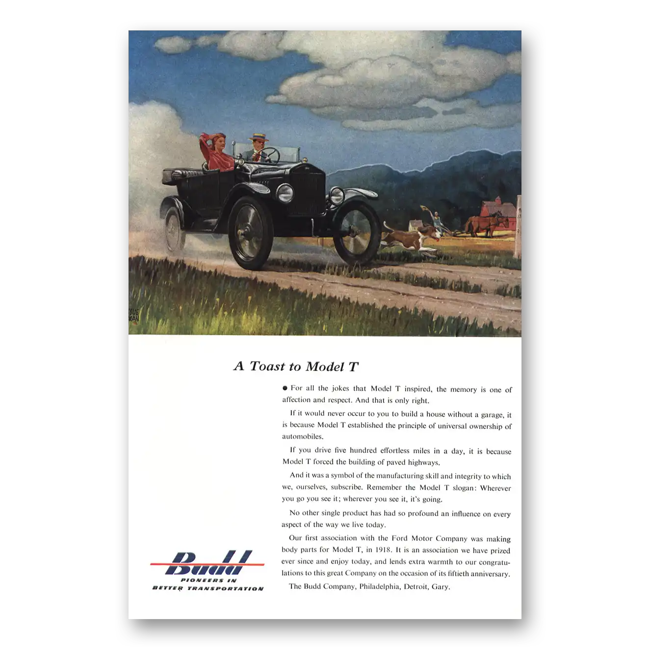 1953 Budd Model T Vintage Magazine Print Ad