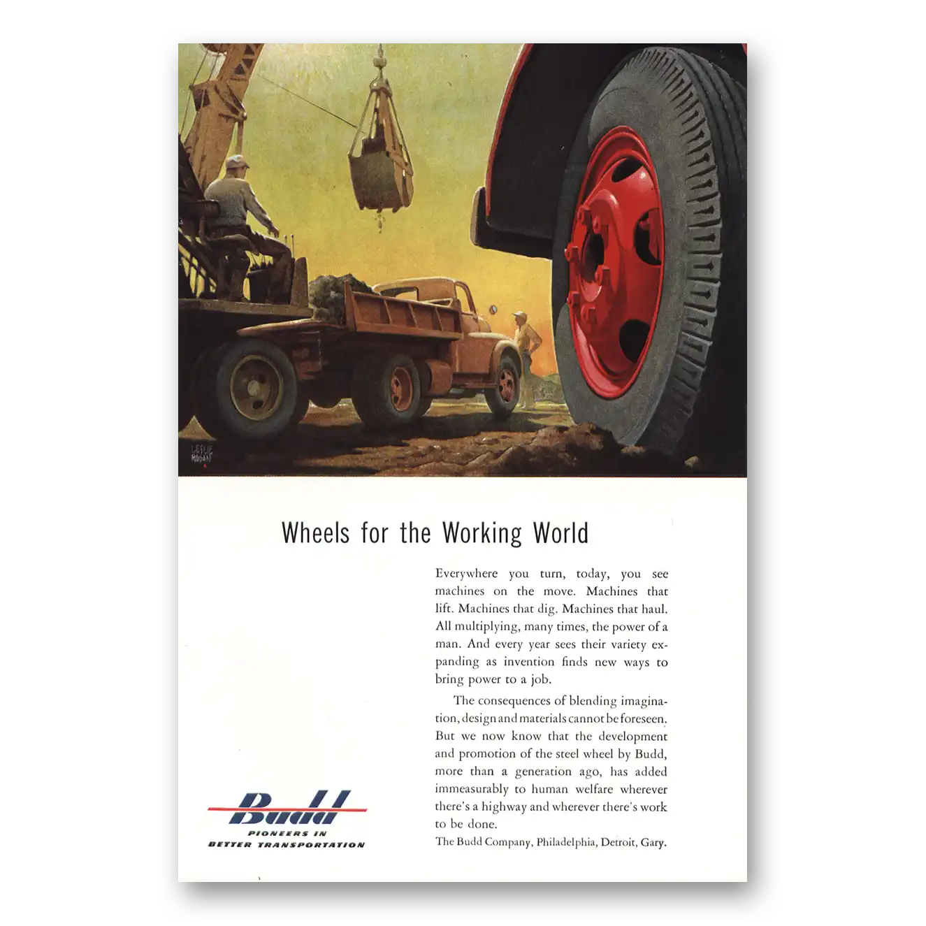 1953 Budd Wheels for the Working World Everywhere You Turn Vintage Magazine Print Ad