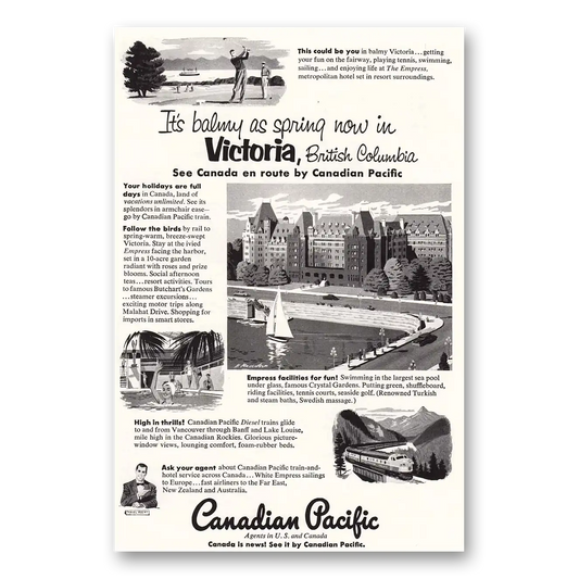 1953 Canadian Pacific Victoria British Columbia Vintage Magazine Print Ad