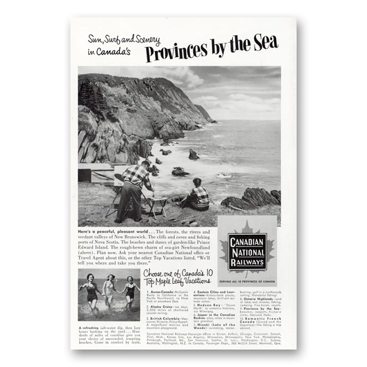 1953 Canadian National Railways Provinces By the Sea Vintage Magazine Print Ad