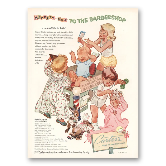 1953 Carters Clothing Hippity Hop Barbershop Vintage Magazine Print Ad