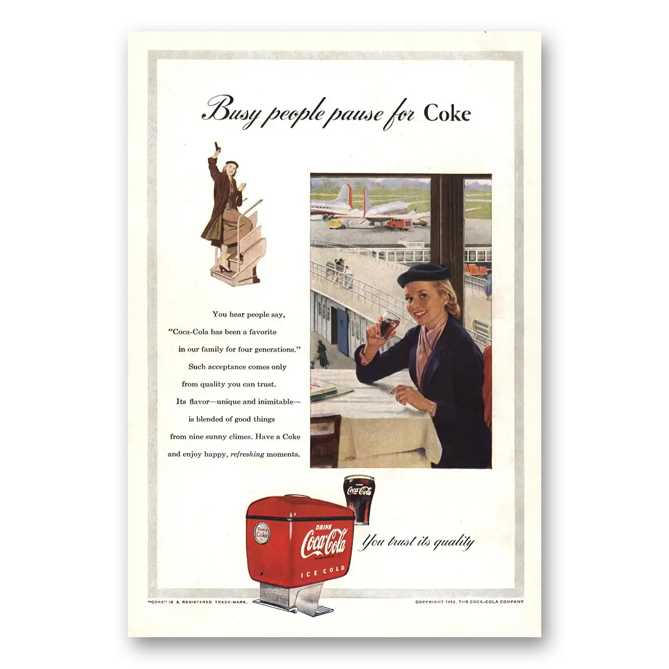 1953 Coca Cola Busy People Pause for Coke Vintage Magazine Print Ad