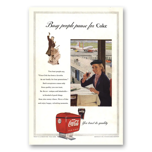 1953 Coca Cola Busy People Pause for Coke Vintage Magazine Print Ad