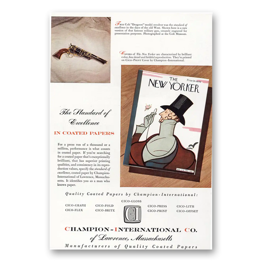 1953 Champion Coated Papers New Yorker Vintage Magazine Print Ad