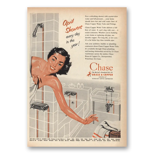 1953 Chase Brass & Copper April Showers Every Day In the Year Vintage Magazine Print Ad