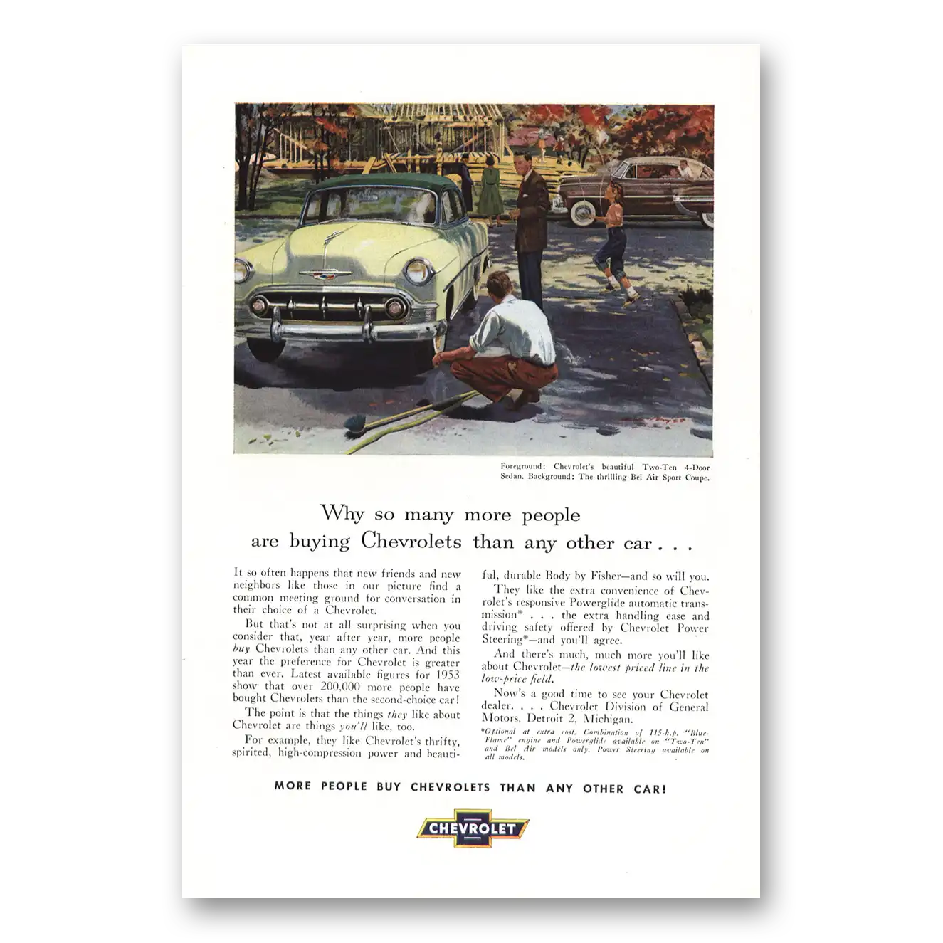 1953 Chevrolet Bel Air Two Ten 4 Door Sedan So Many More People Vintage Magazine Print Ad