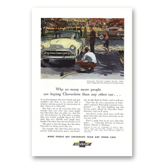 1953 Chevrolet Bel Air Two Ten 4 Door Sedan So Many More People Vintage Magazine Print Ad