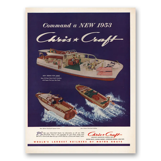 1953 Chris Craft Command New Design for Living Vintage Magazine Print Ad