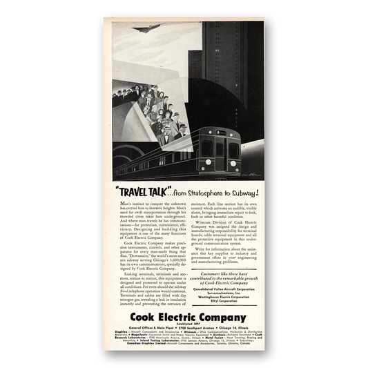 1953 Cook Electric Travel Talk Stratosphere to Subway Vintage Magazine Print Ad